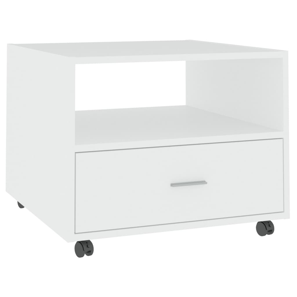 Table basse blanc 55x55x40 cm bois d'ingénierie - XIOS