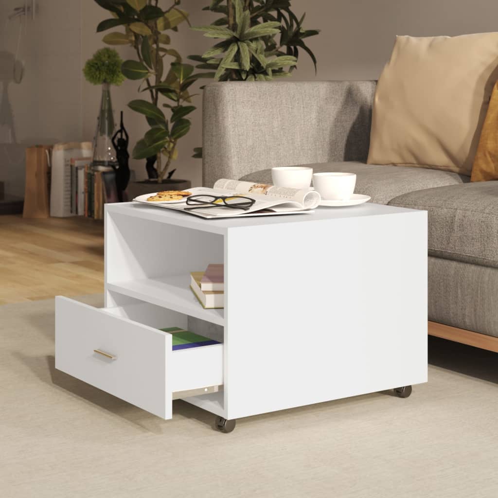 Table basse blanc 55x55x40 cm bois d'ingénierie - XIOS