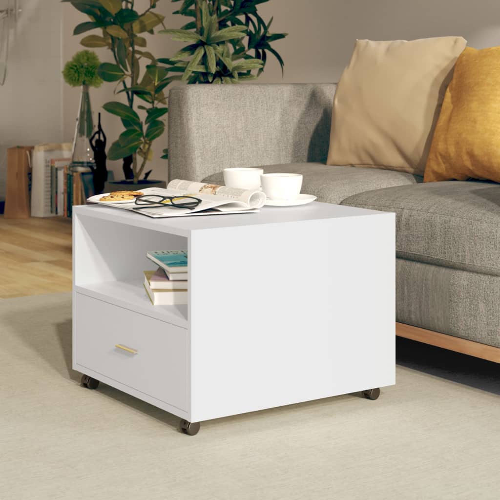 Table basse blanc 55x55x40 cm bois d'ingénierie - XIOS