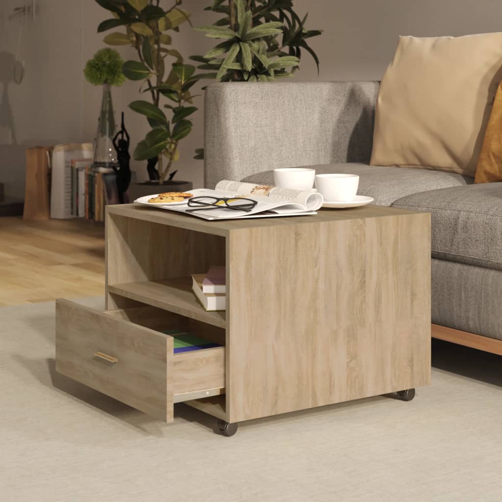 Table basse chêne sonoma 55x55x40 cm bois d'ingénierie - XIOS