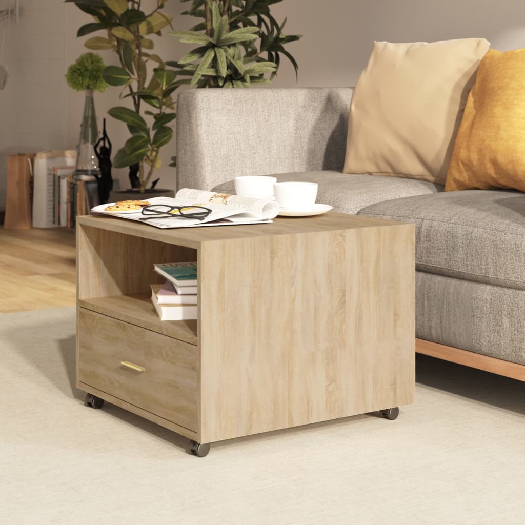 Table basse chêne sonoma 55x55x40 cm bois d'ingénierie - XIOS