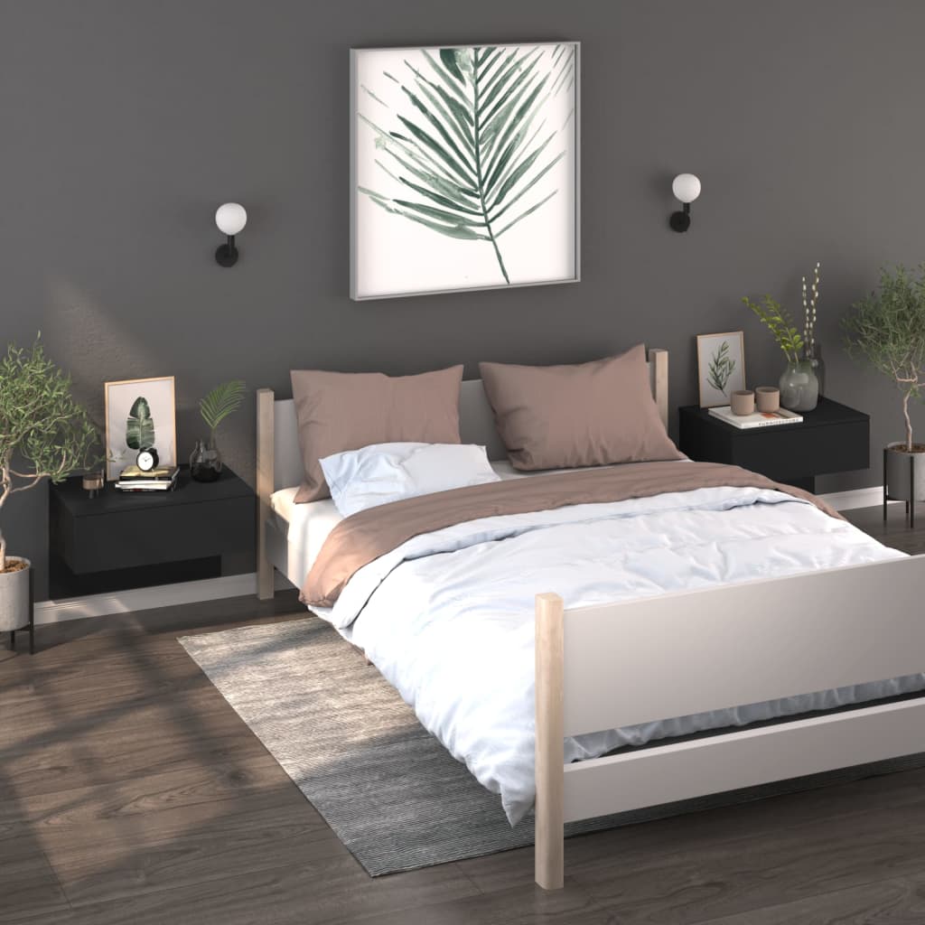 Tables de chevet murales 2 pcs Noir - XIOS