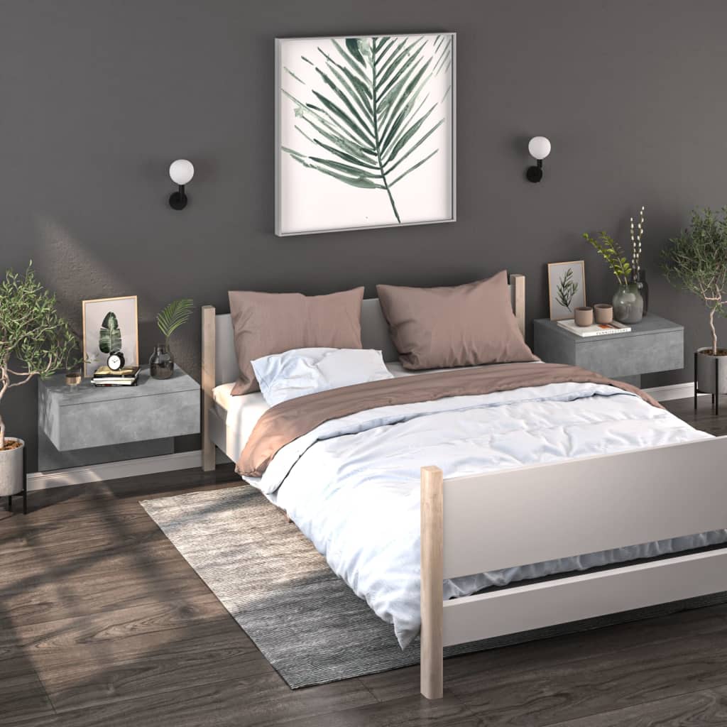 Tables de chevet murales 2 pcs Gris béton - XIOS