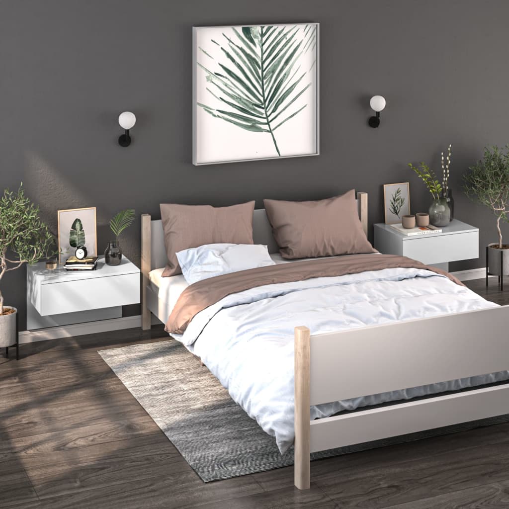 Tables de chevet murales 2 pcs Blanc brillant - XIOS