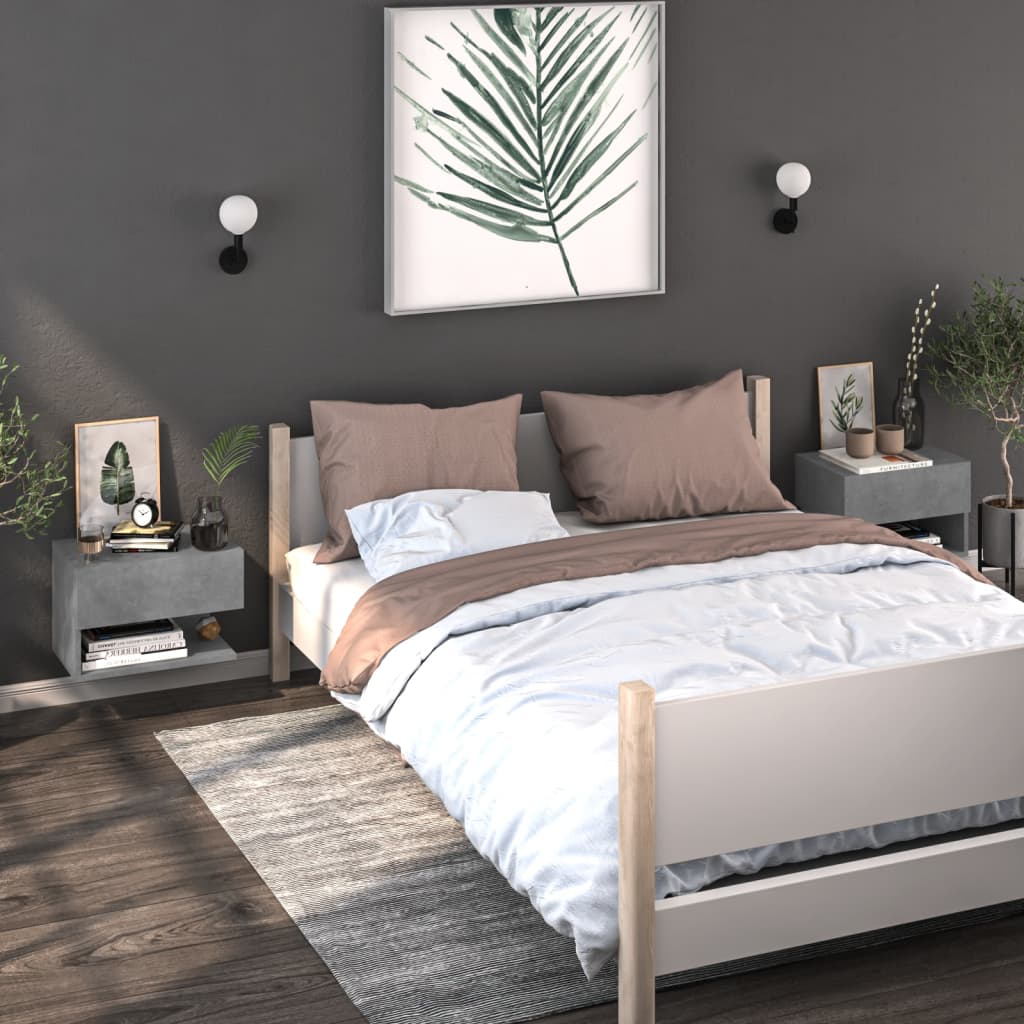 Tables de chevet murales 2 pcs Gris béton - XIOS
