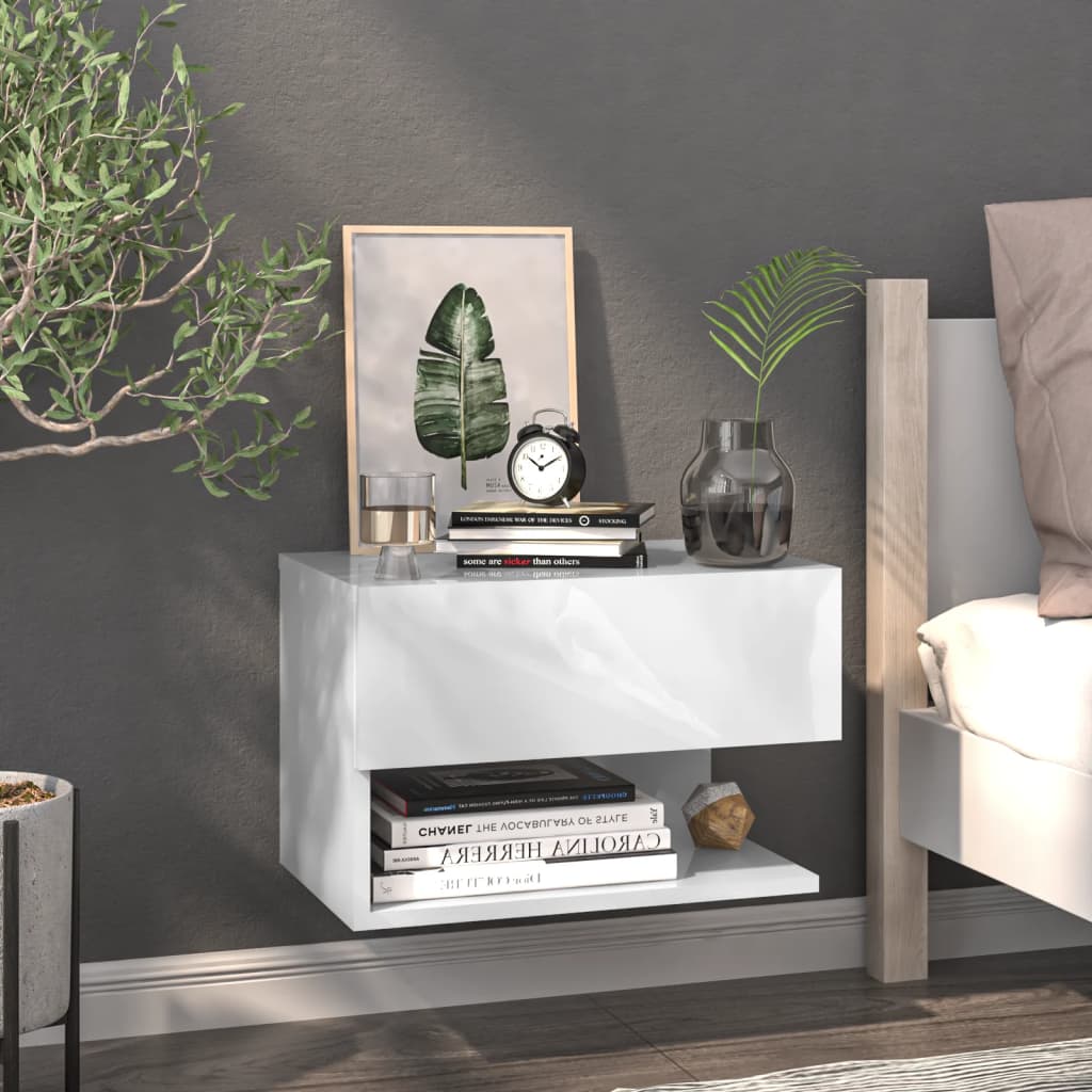 Table de chevet murale Blanc brillant - XIOS