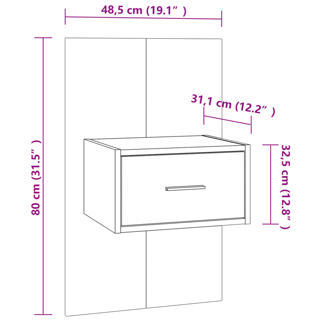 Tables de chevet murales 2 pcs Chêne sonoma - XIOS