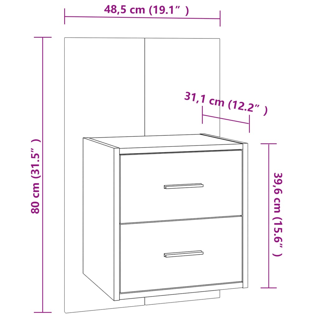 Tables de chevet murales 2 pcs Chêne sonoma - XIOS