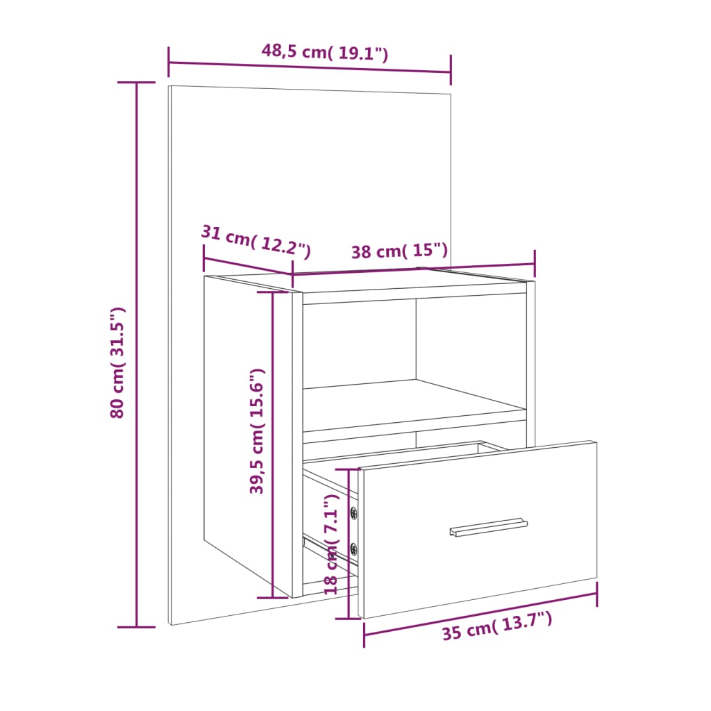 Tables de chevet murales 2 pcs Gris béton - XIOS