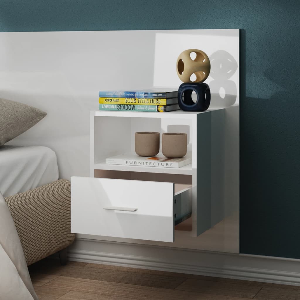 Table de chevet murale Blanc brillant - XIOS
