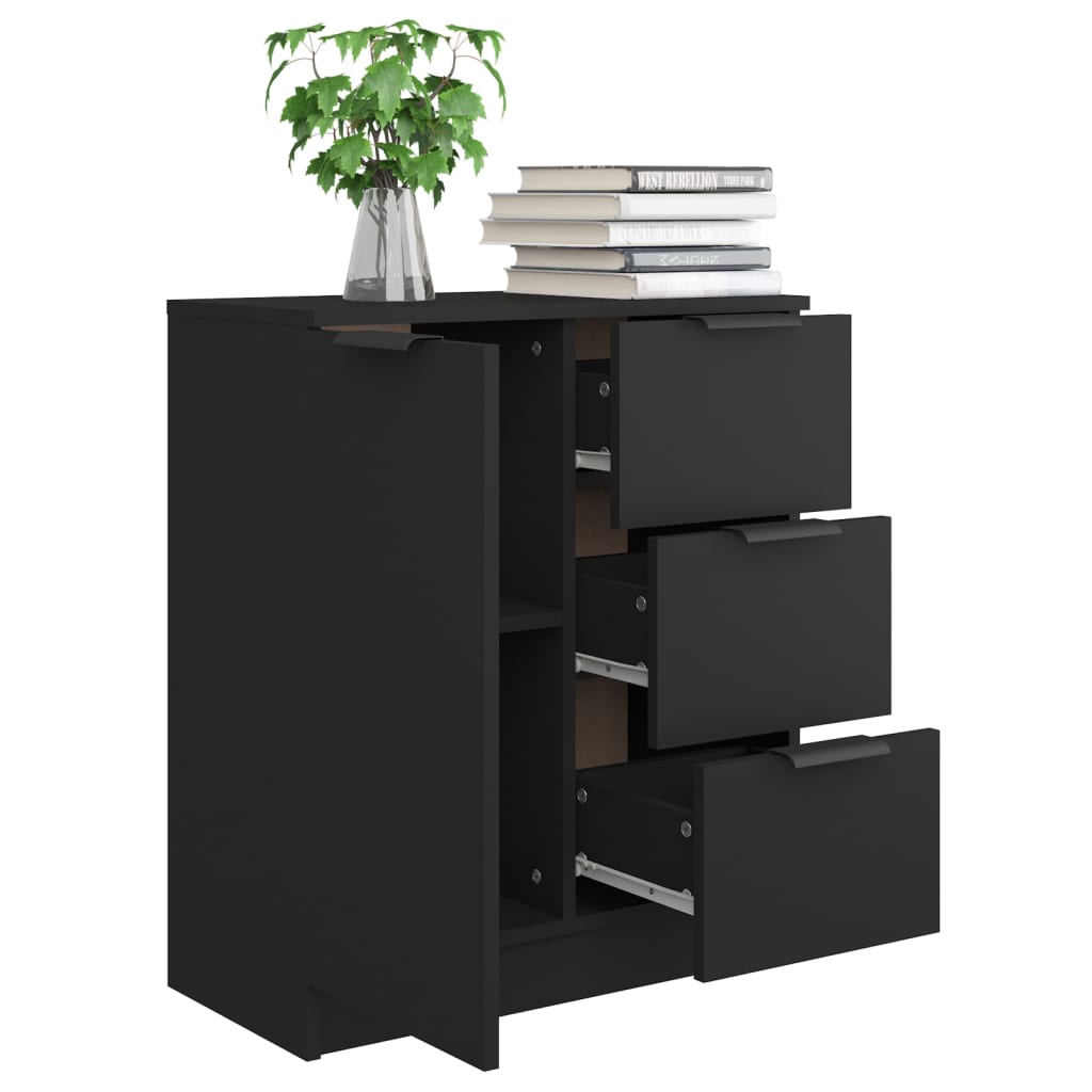 Buffet noir 60x30x70 cm bois d'ingénierie - XIOS