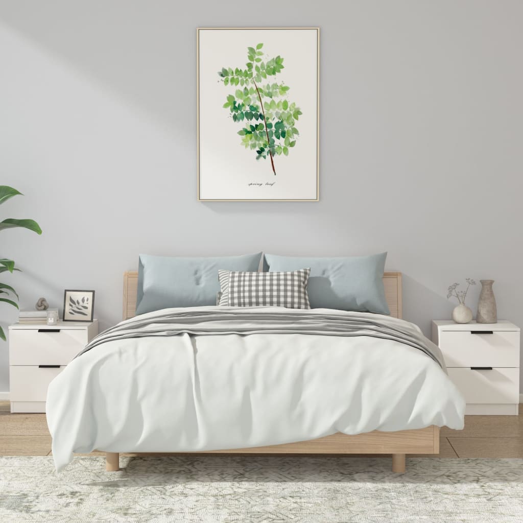 Tables de chevet 2 pcs Blanc Bois d'ingénierie - XIOS