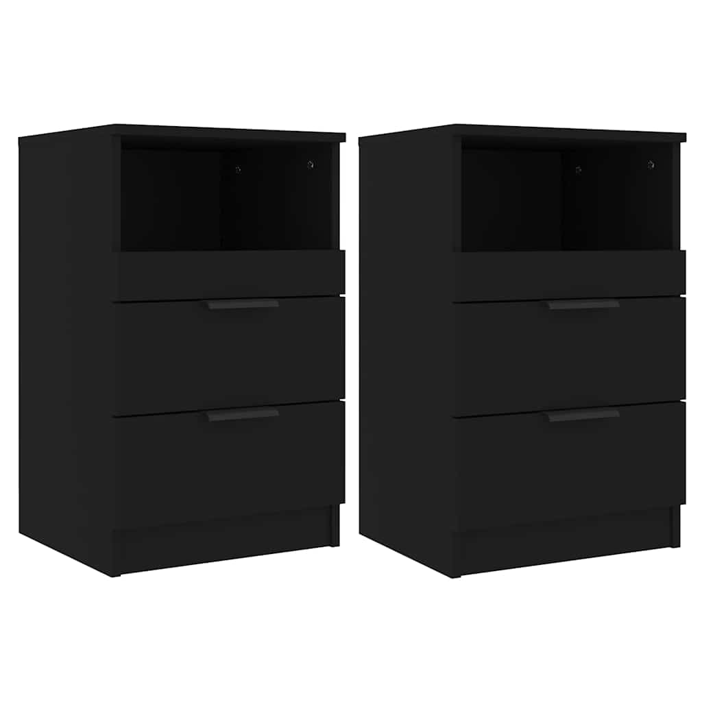 Tables de chevet 2 pcs Noir Bois d'ingénierie - XIOS