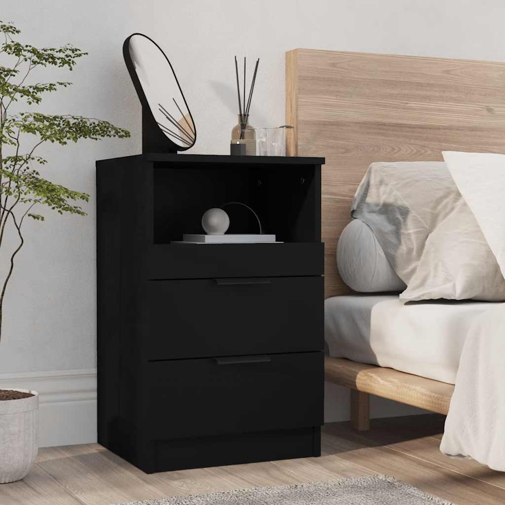 Tables de chevet 2 pcs Noir Bois d'ingénierie - XIOS