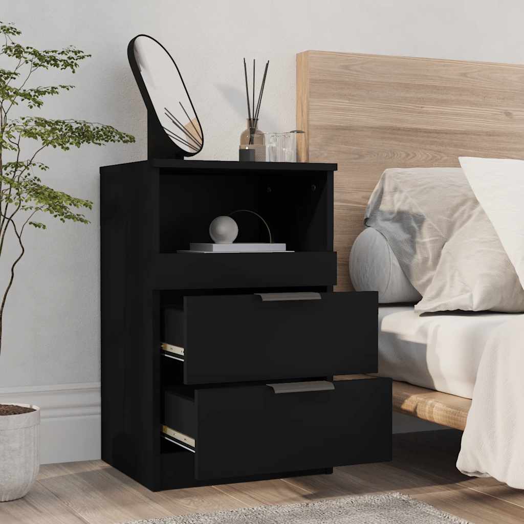 Tables de chevet 2 pcs Noir Bois d'ingénierie - XIOS