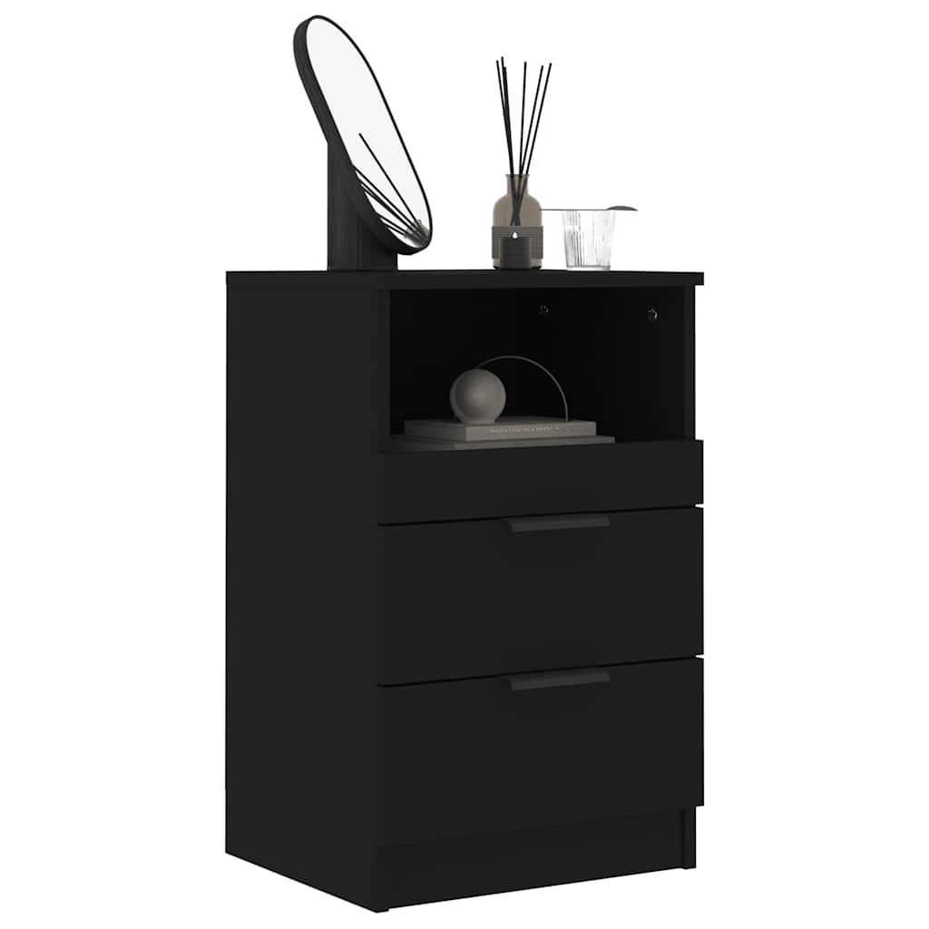 Tables de chevet 2 pcs Noir Bois d'ingénierie - XIOS