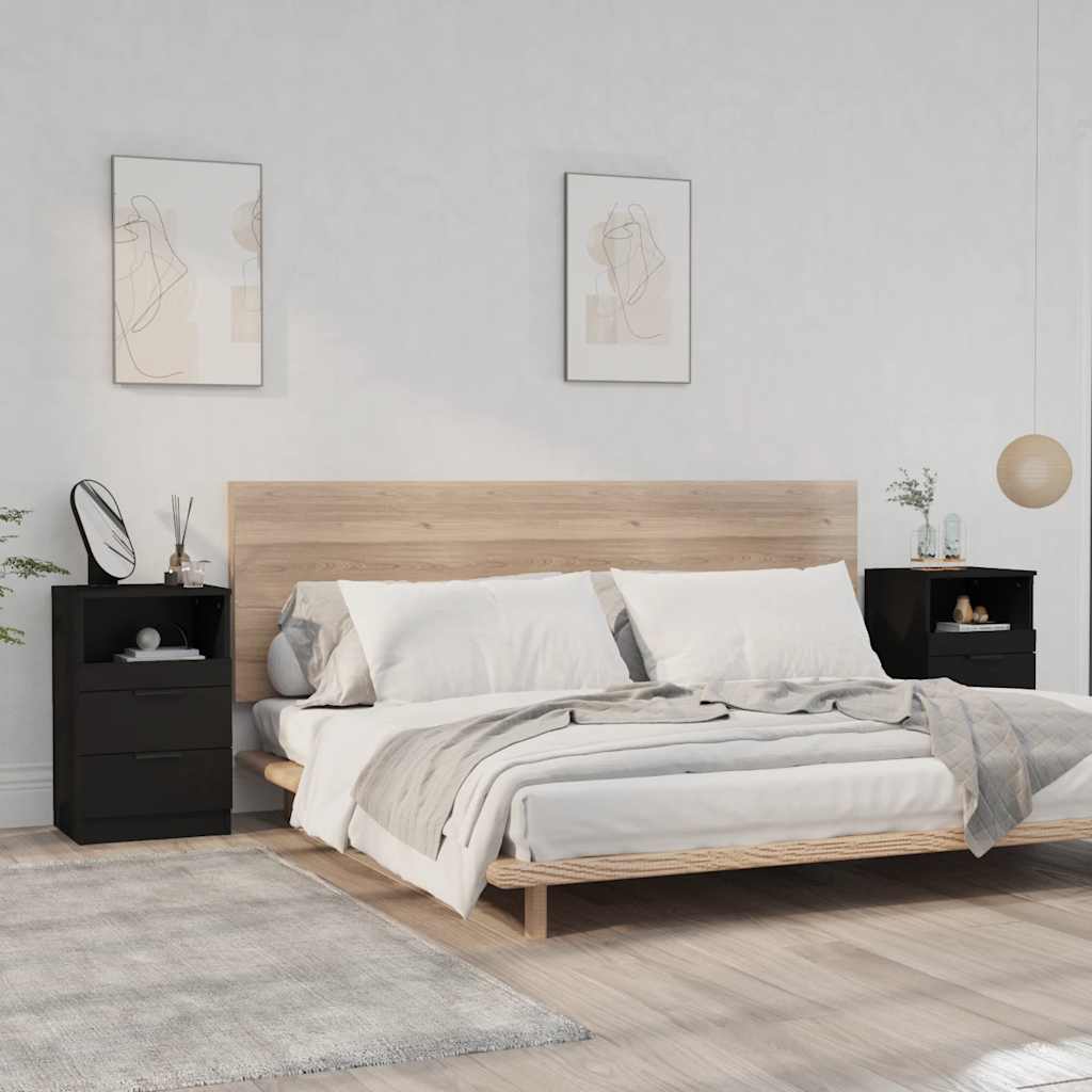 Tables de chevet 2 pcs Noir Bois d'ingénierie - XIOS