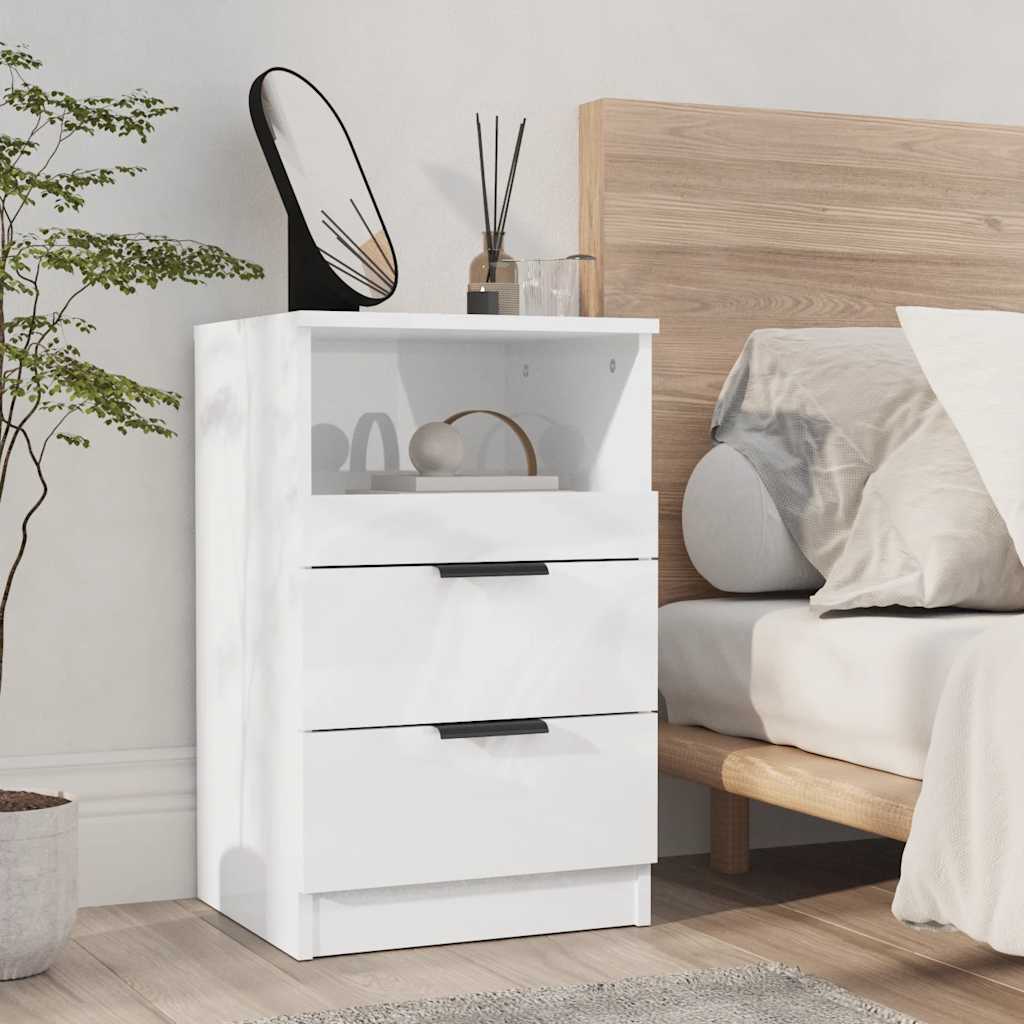 Tables de chevet 2 pcs Blanc brillant Bois d'ingénierie - XIOS