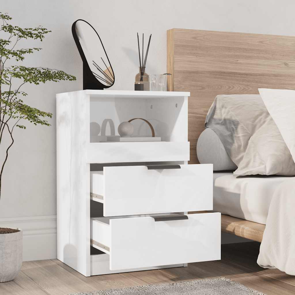 Tables de chevet 2 pcs Blanc brillant Bois d'ingénierie - XIOS