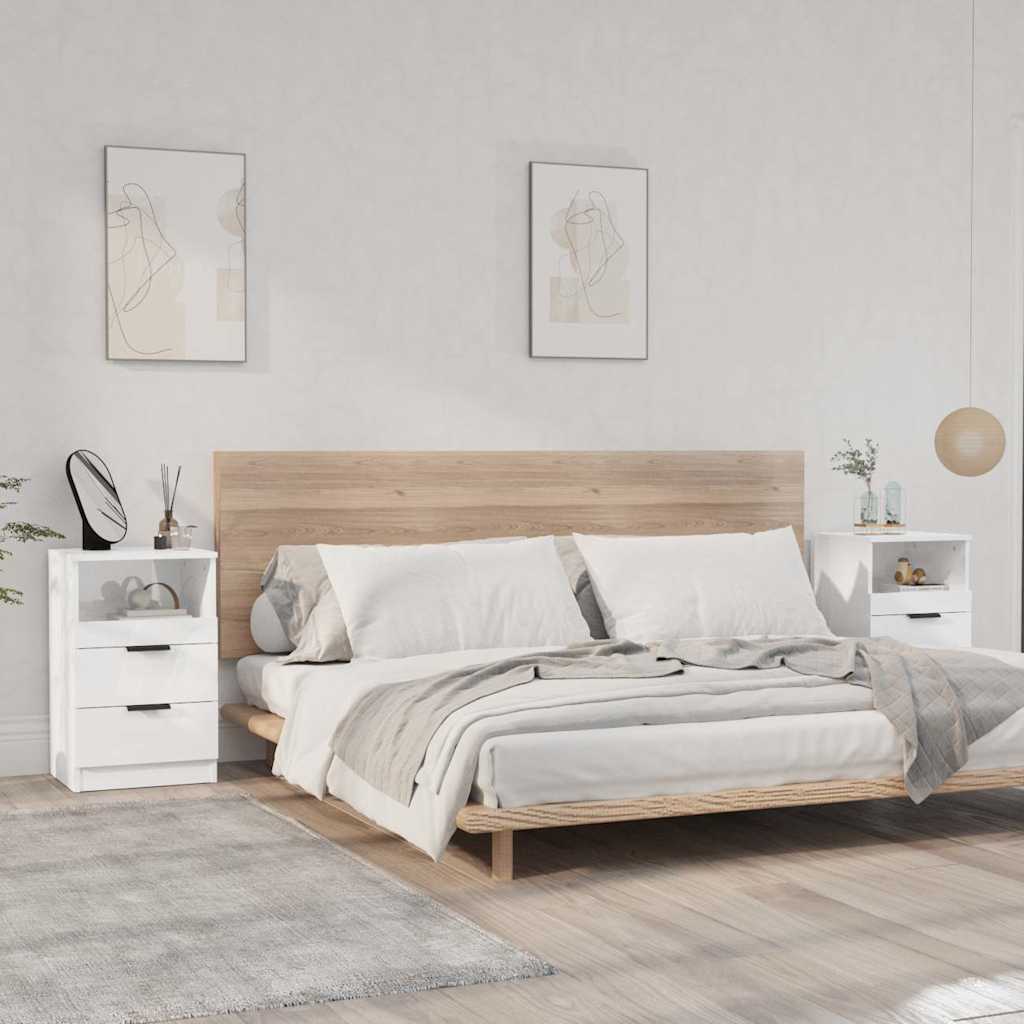 Tables de chevet 2 pcs Blanc brillant Bois d'ingénierie - XIOS