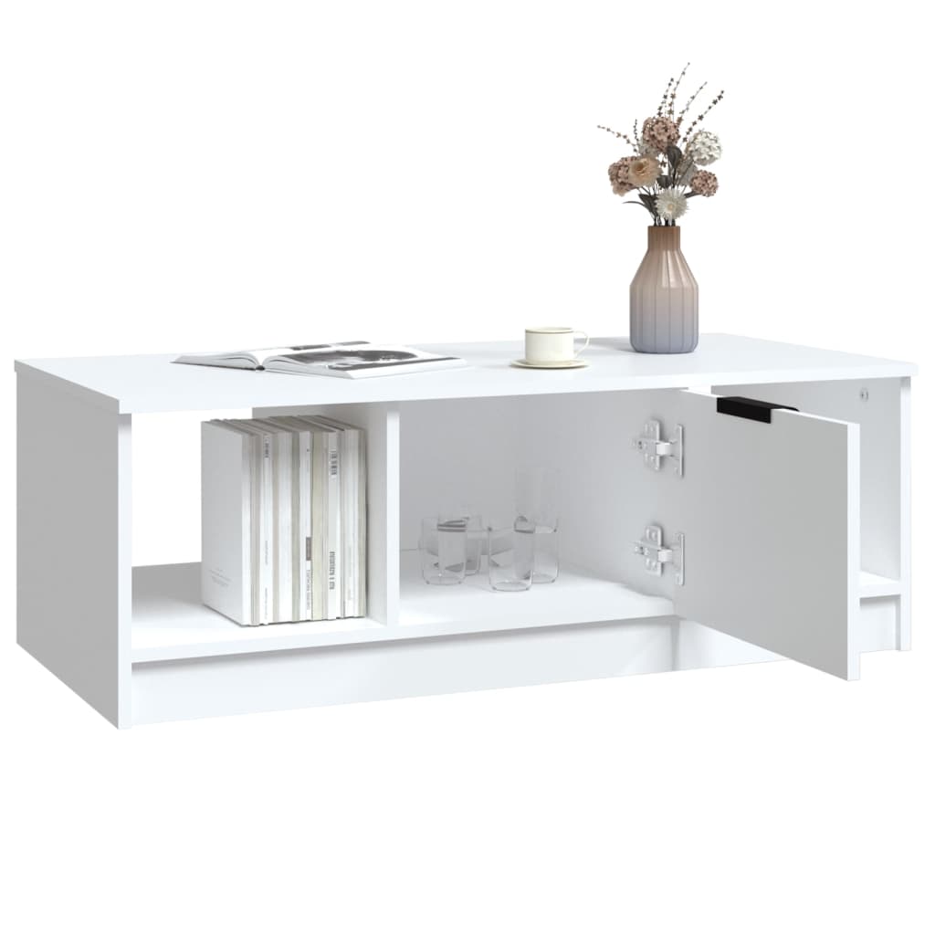 Table basse blanc 102x50x36 cm bois d'ingénierie - XIOS