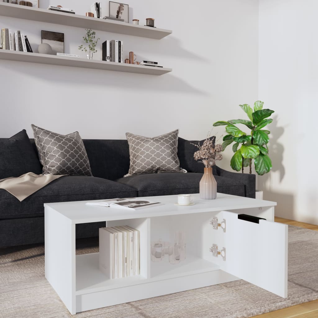 Table basse blanc 102x50x36 cm bois d'ingénierie - XIOS