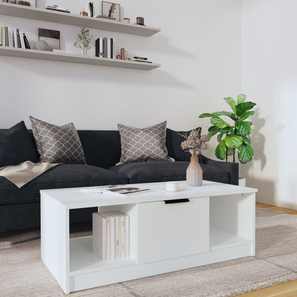 Table basse blanc 102x50x36 cm bois d'ingénierie - XIOS