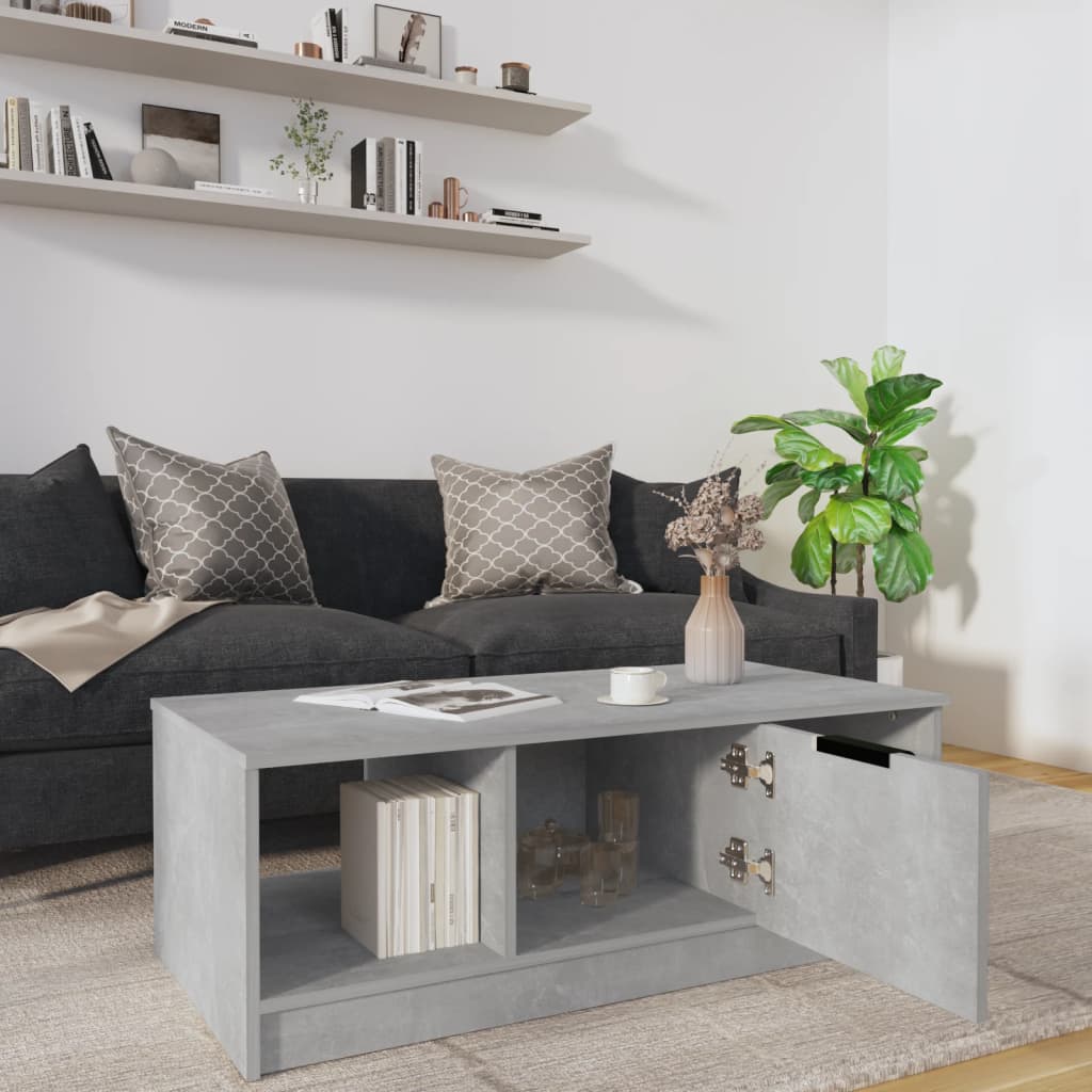 Table basse gris béton 102x50x36 cm bois d'ingénierie - XIOS
