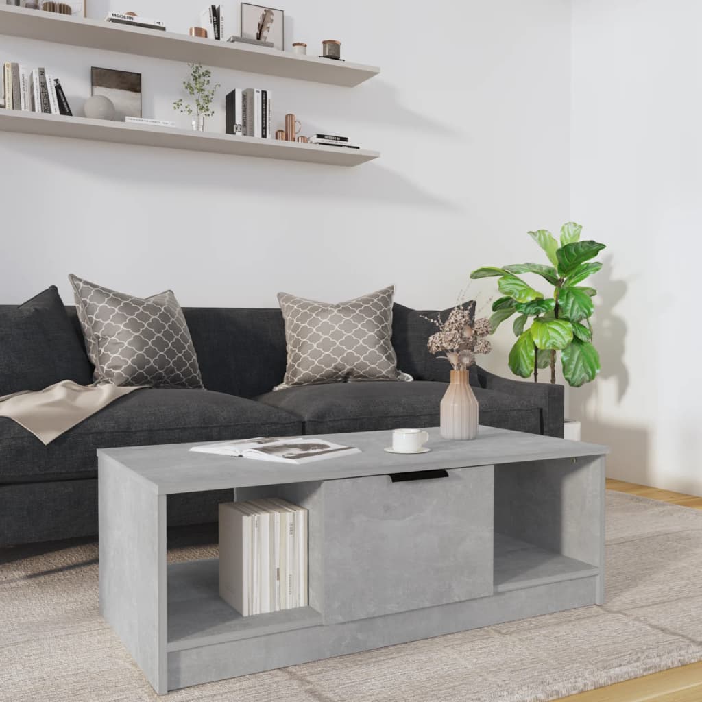 Table basse gris béton 102x50x36 cm bois d'ingénierie - XIOS