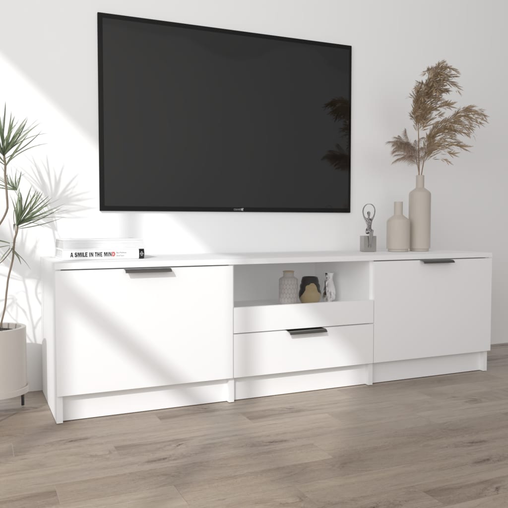 Meuble TV Blanc 140x35x40 cm Bois d'ingénierie - XIOS