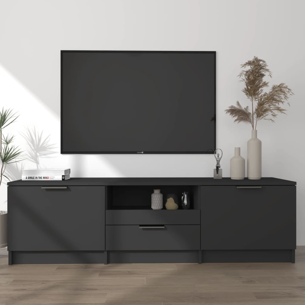 Meuble TV Noir 140x35x40 cm Bois d'ingénierie Meubles TV vidaXL   