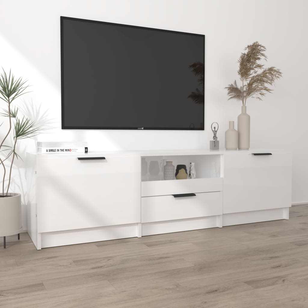 Meuble TV blanc brillant 140x35x40 cm bois d'ingénierie Meubles TV vidaXL   