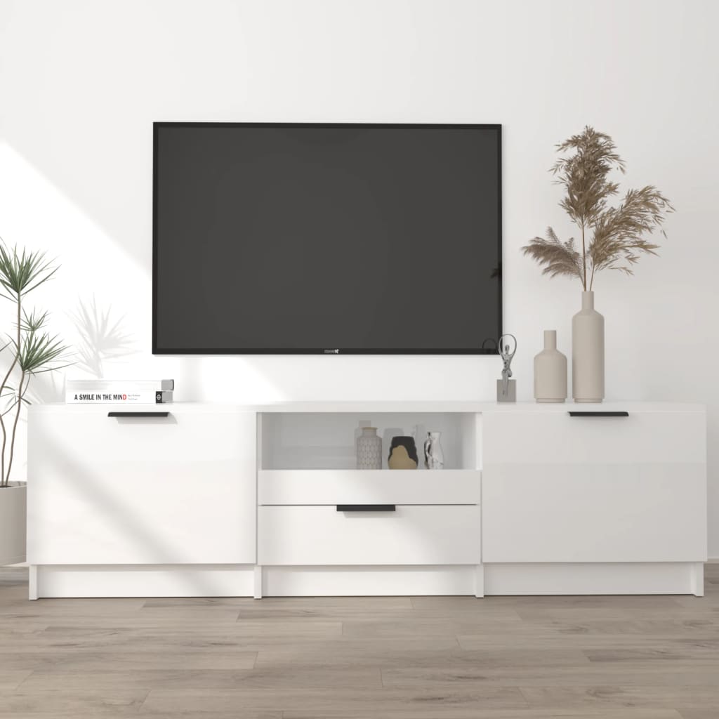 Meuble TV blanc brillant 140x35x40 cm bois d'ingénierie Meubles TV vidaXL   