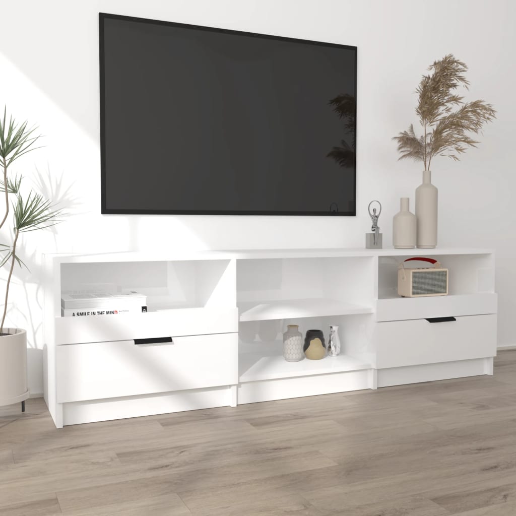 Meuble TV Blanc brillant 150x33,5x45 cm Bois d'ingénierie Meubles TV vidaXL   