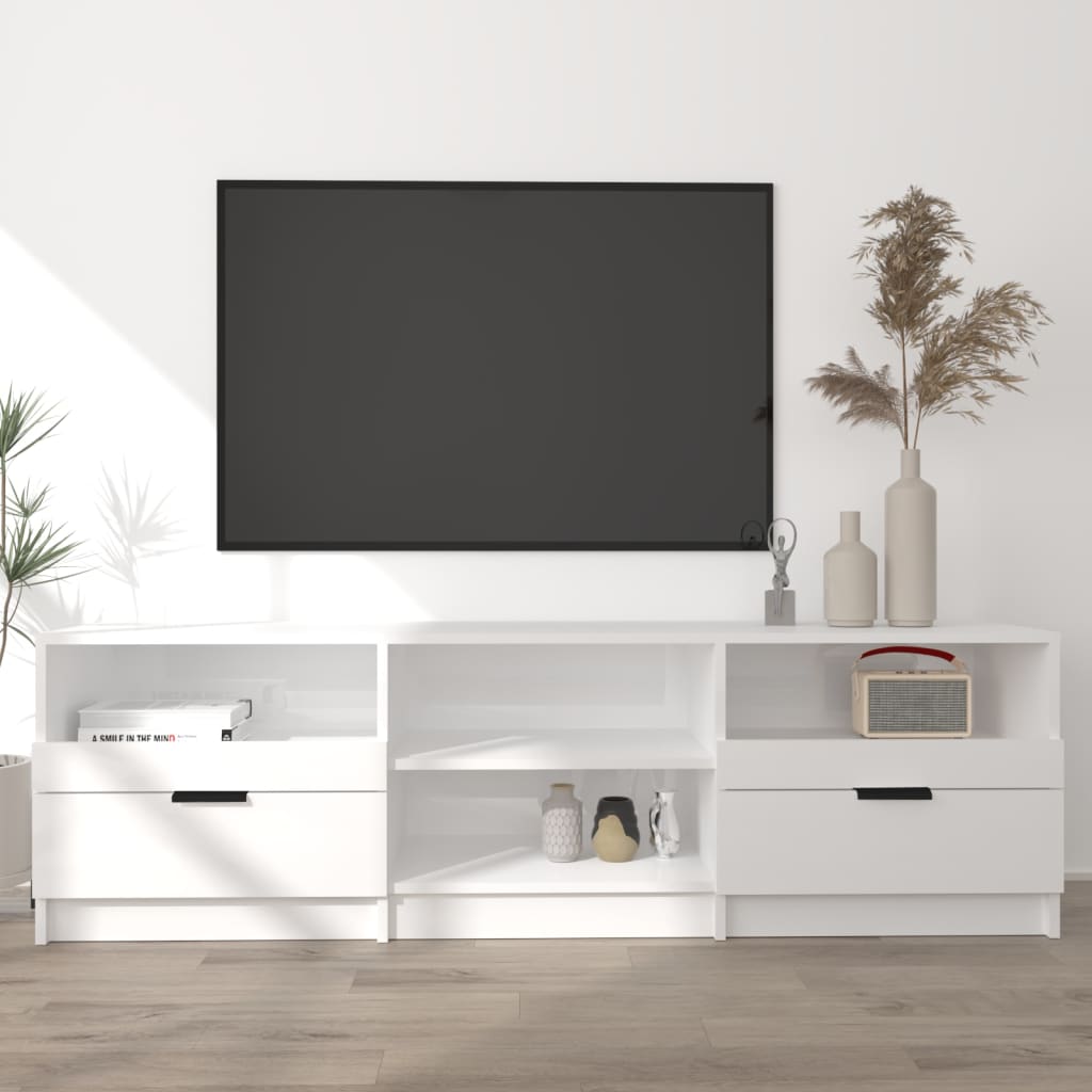 Meuble TV Blanc brillant 150x33,5x45 cm Bois d'ingénierie Meubles TV vidaXL   