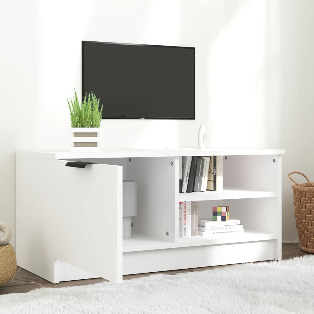 Meuble TV Blanc 80x35x36,5 cm Bois d'ingénierie - XIOS