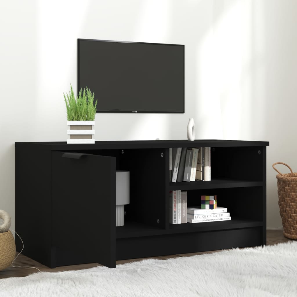 Meuble TV Noir 80x35x36,5 cm Bois d'ingénierie - XIOS