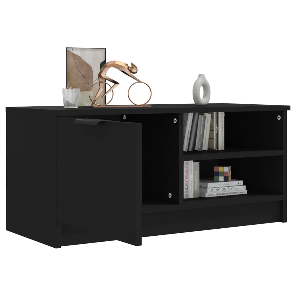 Meuble TV Noir 80x35x36,5 cm Bois d'ingénierie - XIOS