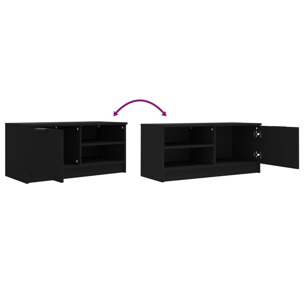 Meuble TV Noir 80x35x36,5 cm Bois d'ingénierie - XIOS
