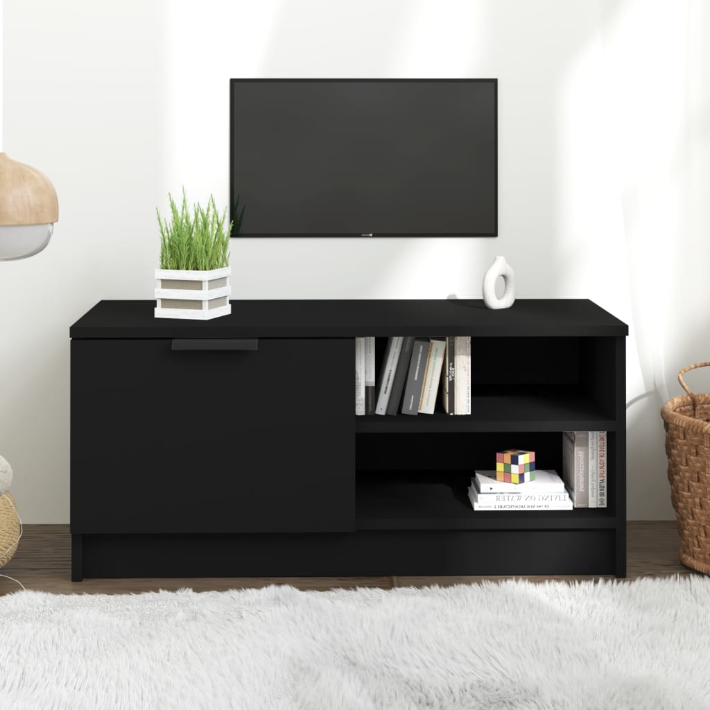 Meuble TV Noir 80x35x36,5 cm Bois d'ingénierie - XIOS