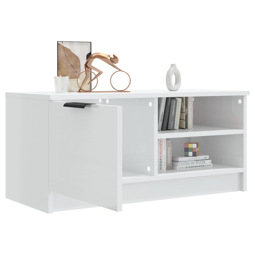 Meuble TV Blanc brillant 80x35x36,5 cm Bois d'ingénierie - XIOS