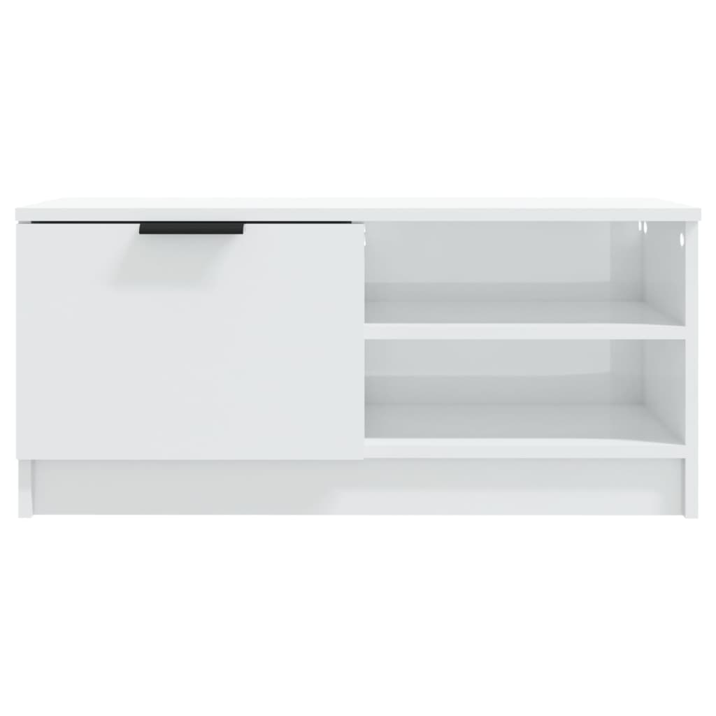 Meuble TV Blanc brillant 80x35x36,5 cm Bois d'ingénierie - XIOS