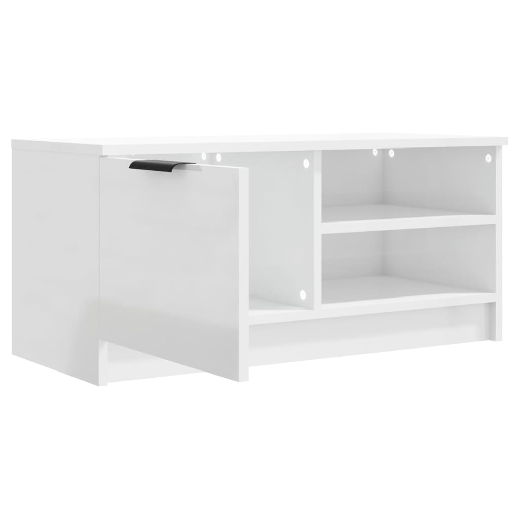 Meuble TV Blanc brillant 80x35x36,5 cm Bois d'ingénierie - XIOS