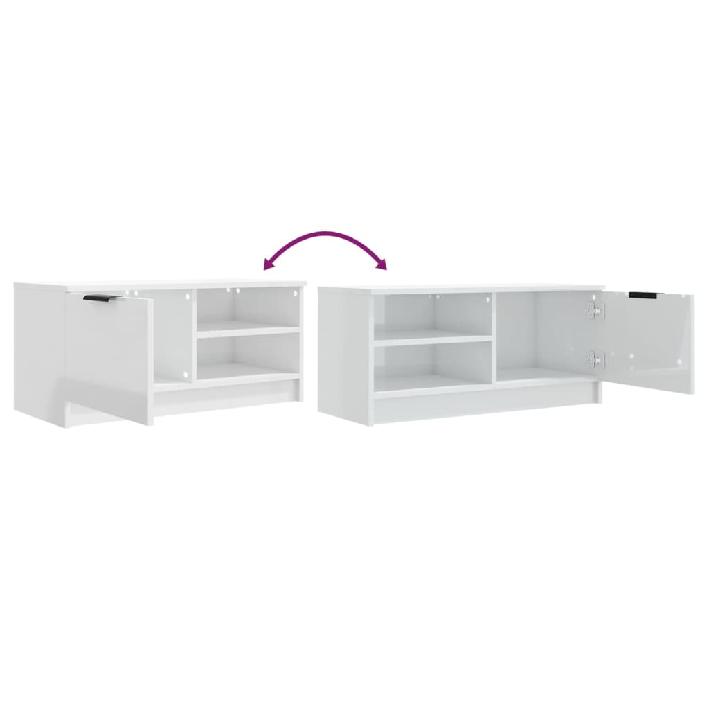 Meuble TV Blanc brillant 80x35x36,5 cm Bois d'ingénierie - XIOS