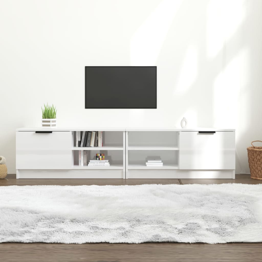 Meubles TV 2 pcs Blanc brillant 80x35x36,5 cm Bois d'ingénierie - XIOS