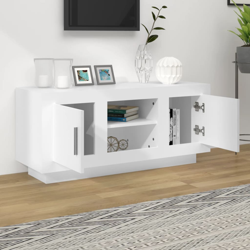 Meuble TV blanc 102x35x45 cm bois d'ingénierie - XIOS
