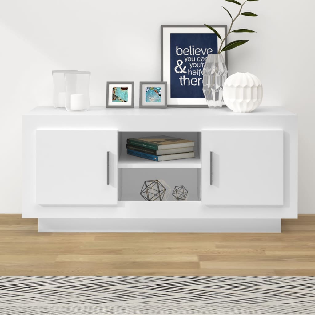 Meuble TV blanc 102x35x45 cm bois d'ingénierie - XIOS