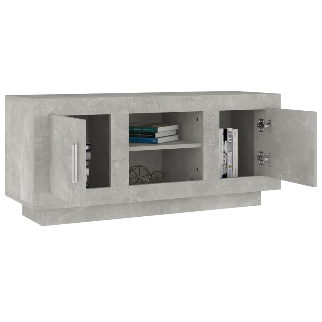 Meuble TV gris béton 102x35x45 cm bois d'ingénierie - XIOS