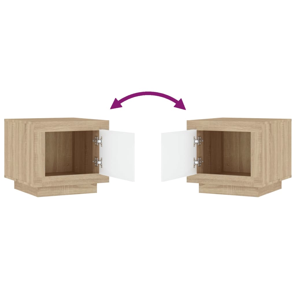 Table basse blanc et chêne sonoma 51x50x45 cm bois d'ingénierie - XIOS