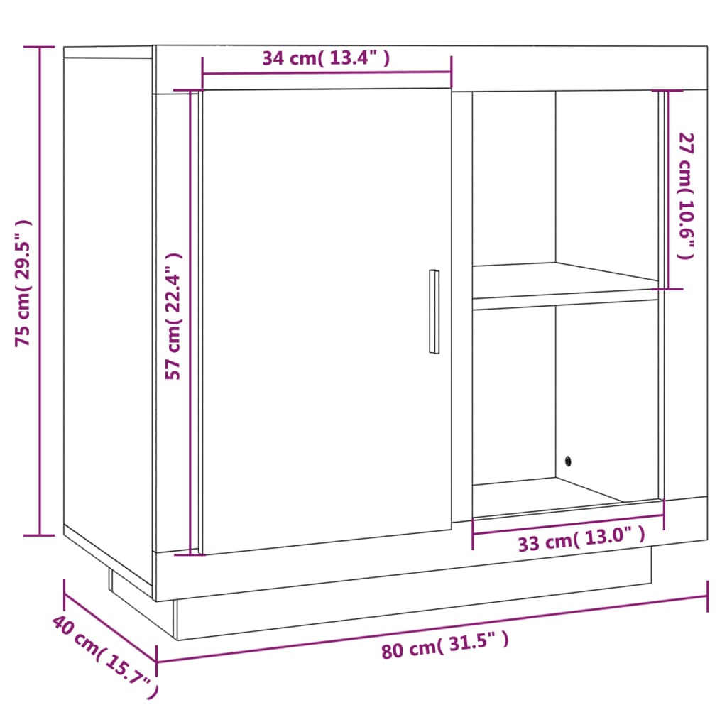 Buffet Gris béton 80x40x75 cm